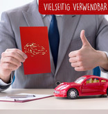 LINPOPUP, Pop Up Karte Auto, Auto Geburtstag, 3D Pop Up Karte Auto, Grußkarte, Führerschein, Gutschein Auto (Rot), N396