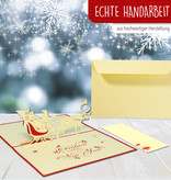 LINPOPUP Pop Up 3D Karte, Weihnachtskarte, Glückwunschkarte, Weihnachtsmann im Schlitten, LIN17828, LINPopUp®, N404