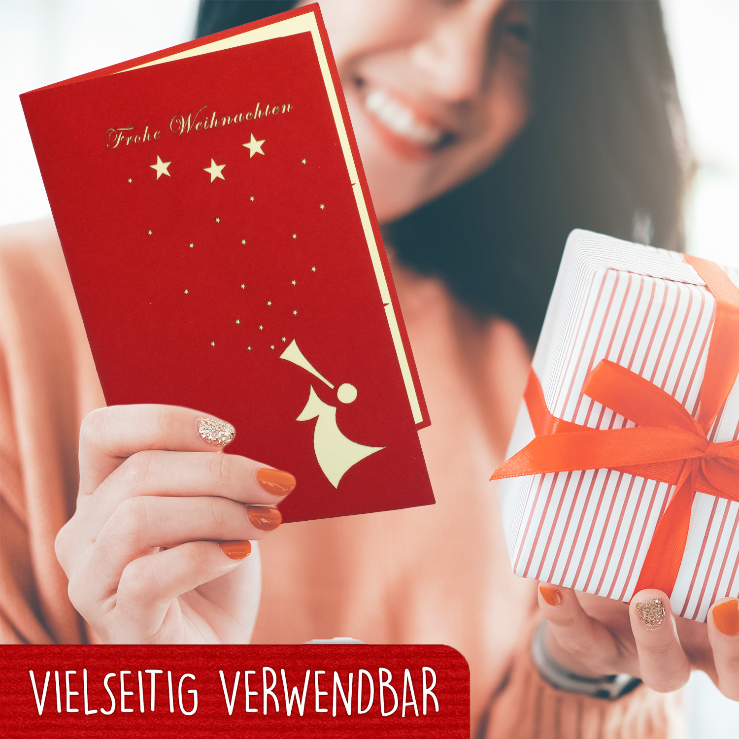 LINPOPUP Pop Up 3D Card, Christmas Card, Greeting Card, Angel Mistletoe, LIN17736, LINPopUp®, N410