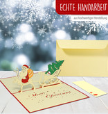 LINPOPUP Pop Up 3D Card, Christmas Card, Greeting Card, Father Christmas Reindeer, LIN17714, LINPopUp®, N411