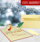 LINPOPUP Pop Up 3D Karte, Weihnachtskarte, Glückwunschkarte, Weihnachtsmann Rentier, LIN17714, LINPopUp®, N411