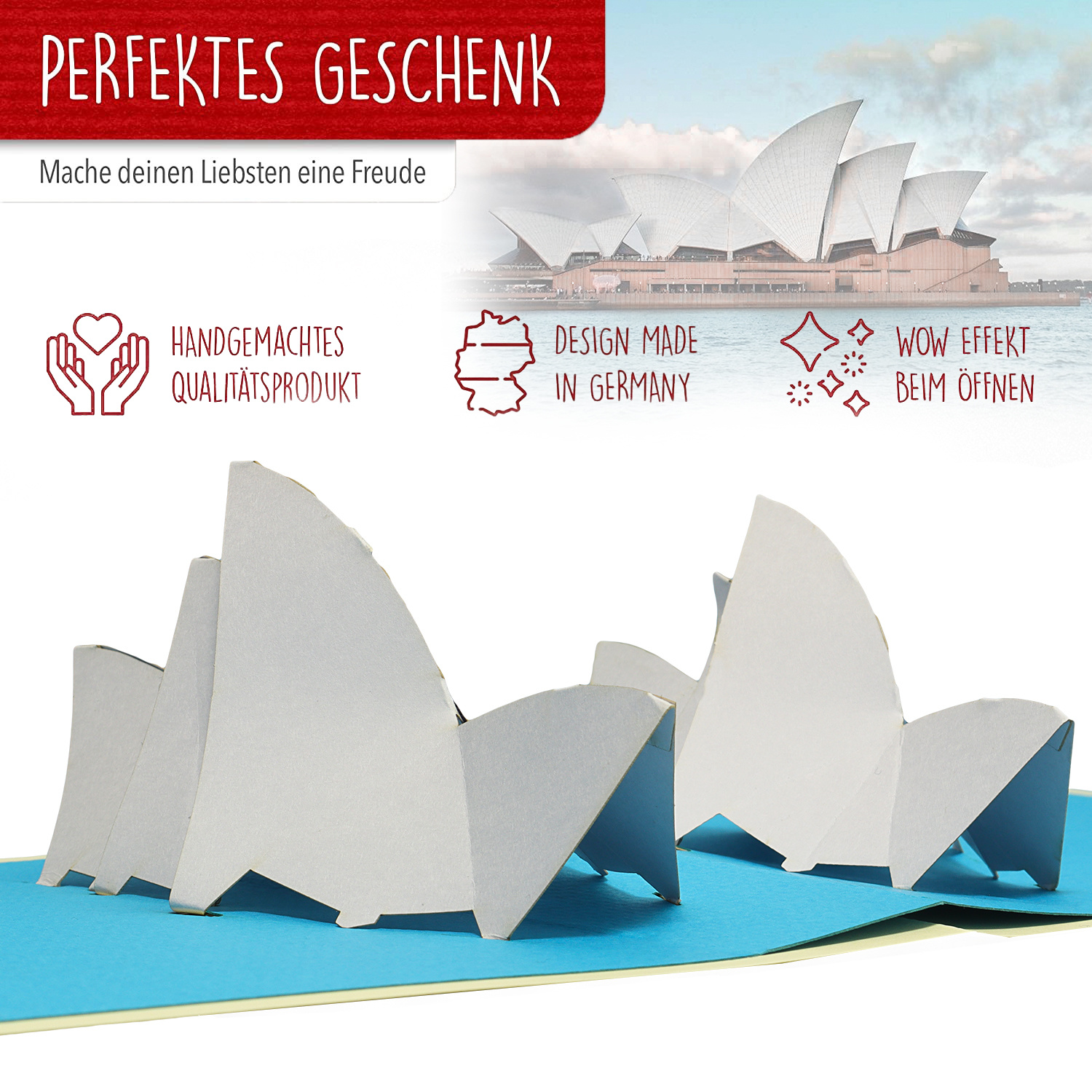 LINPOPUP Pop Up 3D Card, Greeting Card, Travel Voucher, Sydney Opera House, LIN17172, LINPopUp®, N182