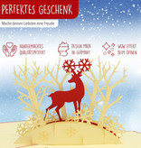 LINPOPUP Pop Up 3D Karte, Weihnachtskarte, Glückwunschkarte, Rentier im Wald, LIN17242, LINPopUp®, N418