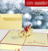 LINPOPUP Pop Up 3D Karte, Weihnachtskarte, Glückwunschkarte, Weihnachtsmann mit Schlitten (EN), LIN17083, LINPopUp®, N419