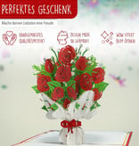 LINPOPUP Pop Up Karte Blumen, Blumenkarten,Blumenstrauß Pop-Up, Grußkarten Blumen, 3D Klappkarte, Muttertagskarte, Abschied, Geburtstagskarte, Gute Besserung, Rosen, LIN17765, LINPopUp®, N506