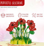 LINPOPUP Pop Up Karte Blume, Geburtstag, Grußkarten Blumen Mohn, Klappkarte Geburtstagskarte, Muttertagskarte, Danke, Viel Glück, Gute Besserung, Mohn Blume, rote Blüten, LIN17612, LINPopUp®, N355