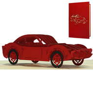 LINPOPUP Pop  Up  Card, 3D  Card, Driving  Licence, Car red, N396