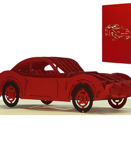 LINPOPUP Pop  Up  Card, 3D  Card, Driving  Licence, Car red, N396