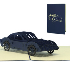 LINPOPUP Pop Up Card, 3D Card, Driving Licence, Car blue, N394