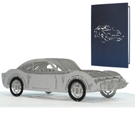 LINPOPUP Pop Up Card, 3D Card, Driving Licence, Car Silver, N397