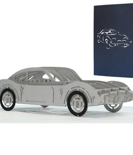 LINPOPUP Pop Up Card, 3D Card, Driving Licence, Car Silver, N397