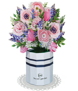LINPOPUP LIN Pop Up Blumen, 3D Karte, Handgemachter Blumenstrauß aus Papier,  Ranunkeln, N801
