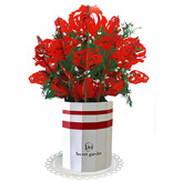 LINPOPUP LIN Pop Up Blumenstrauß, Handgemachter Blumen aus Papier inkl. Vase u. Unterteller, als Geschenk zum Geburtstag, Muttertag, Gute Besserung, Danke, Papierblumenstrauß -Rosenstrauß, LIN17900, LINPopUp®, N800