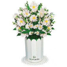 LINPOPUP LIN Pop Up Blumen, 3D Karte, Handgemachter Blumenstrauß aus Papier, Margeriten, N804