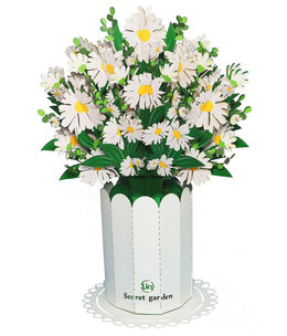 LINPOPUP LIN Pop Up Flowers, 3D Card, Handmade Bouquet of Paper Flowers, Marguerites, N804