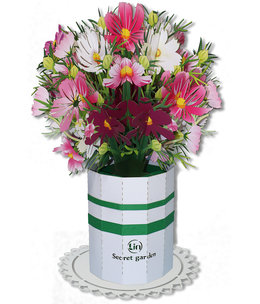 LINPOPUP LIN Pop Up Card, 3D Card, Handmade Bouquet of Paper Flowers, Jewellery basket, N803