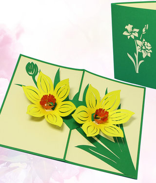 LINPOPUP Pop Up Card, 3D Card, Blossoms - Flowers Yellow, N700