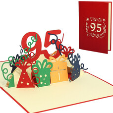 LINPOPUP Pop Up Card, 3D Card, 95th Birthday, Anniversary Numbe, red, N374