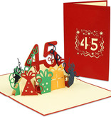 LINPOPUP POP UP 3D Karte, Pop Up Geburtstagskarte 45 Jahre, Grußkarten Geburtstag 45, Pop - Up Karte, POP UP Karten Geburtstag, Hochzeitstag 45 Jahre, Jubiläum 45 Jahre, LIN17641, LINPopUp®, N373