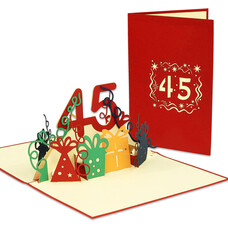 LINPOPUP Pop Up Card, 3D Card, 45th Birthday, Anniversary Number, red, N373