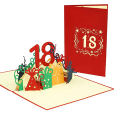 LINPOPUP Pop Up Card, 3D Card, 18th Birthday, Anniversary Number, red, N371