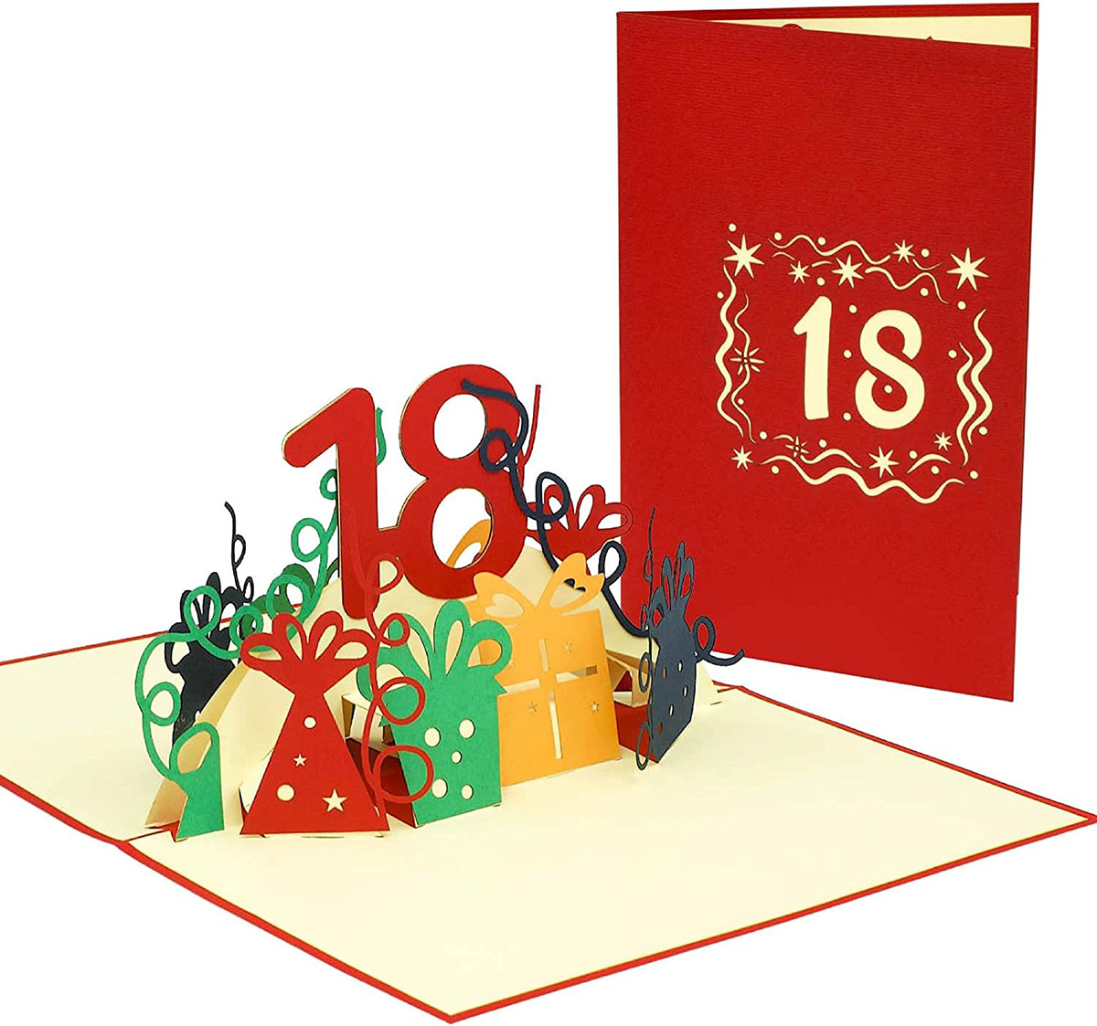 LINPOPUP POP UP 3D Karte, Geburtstagskarte 18 Jahre, Grußkarten Geburtstag 18, Pop - Up Karte, POP UP Karten Geburtstag, Hochzeitstag 18 Jahre, Jubiläum 18 Jahre, LIN17639, LINPopUp®, N371