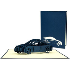 LINPOPUP Pop Up Card, 3D Card, Driving Licence, Car, Blue, N386