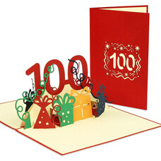 LINPOPUP Pop Up Card, 3D Card, 100th Birthday, Anniversary Number, red, N352
