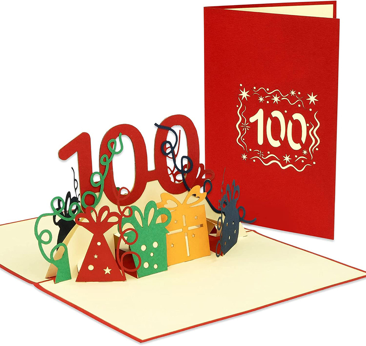 LINPOPUP 3D Pop Up Greeting Card, Birthday Card, Anniversary, 100th Birthday, anniversary number100, LIN17598, LINPopUp®, N352