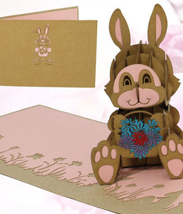 LINPOPUP Pop Up Karte, 3D Karte, Ostern, Hase, N345