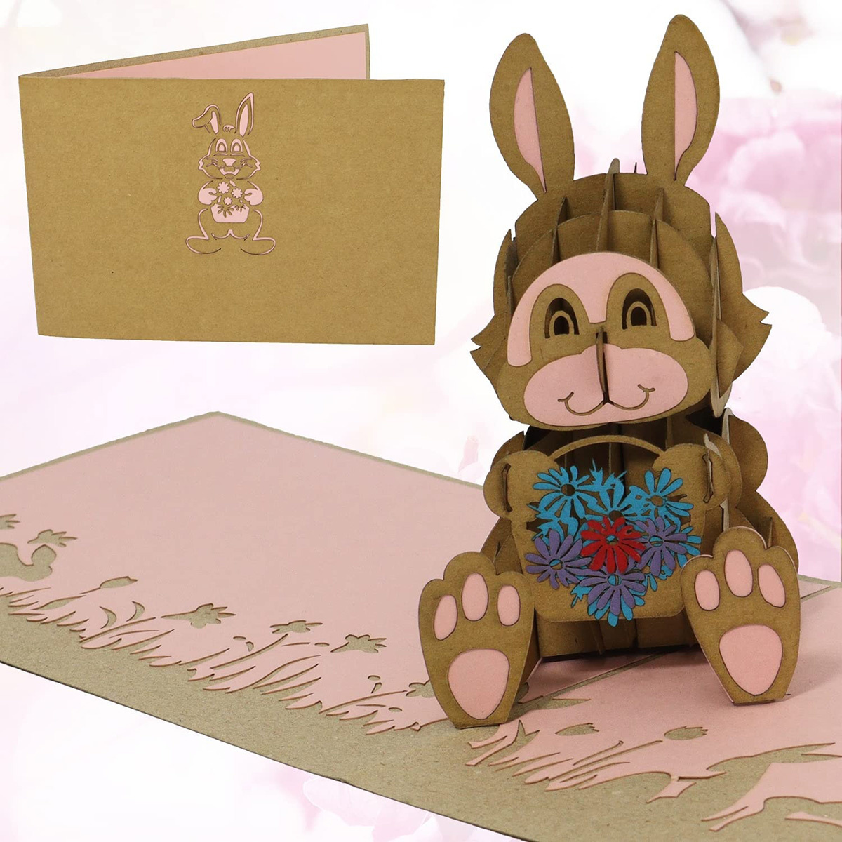 LINPOPUP POP UP cards, animals, birthday card, birthday, 3D greeting cards, pop up card birthday card, good luck, get well soon, Easter, bunny, LIN 17589, LINPopUp®. N345