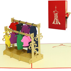 LINPOPUP Pop Up Card, 3D Card, Clothes, Shopping, Clothes Rack, N348
