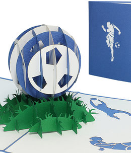 LINPOPUP Pop Up Karte, 3D Karte, Fußball Karte blau, N306