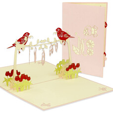 LINPOPUP Pop Up Card, 3D Card, Clothesline Baby Girl pink, N343