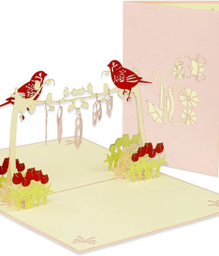 LINPOPUP Pop Up Card, 3D Card, Clothesline Baby Girl pink, N343