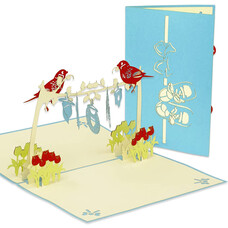 LINPOPUP Pop Up Card, 3D Card, Clothesline Baby Boy Blue, N342