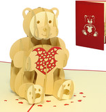 LINPOPUP Pop Up 3D Card, Birthday Card, Love, Valentine Card, Greeting Card, Animal Card, Gift Certificate, Heart, Bear, LIN17567, LINPopUp®, N318