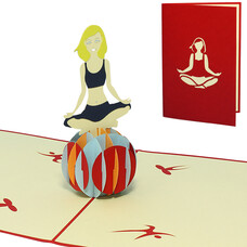 LINPOPUP Pop Up Card, 3D Card, Yoga, N279