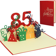 LINPOPUP Pop Up Card, 3D Card, 85th Birthday, Anniversary Number, red, N245