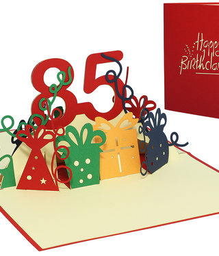 LINPOPUP Pop Up Card, 3D Card, 85th Birthday, Anniversary Number, red, N245
