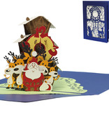 LINPOPUP Pop Up 3D Card Deluxe, Christmas Card, Greeting Card, Christmas Clock, LIN17396, LINPopUp®, N703