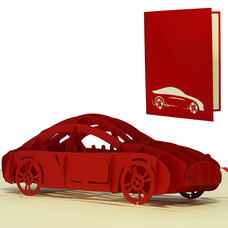 LINPOPUP Pop Up Card, 3D Card, Driving Licence, Car red, N260
