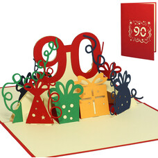 LINPOPUP Pop Up Card, 3D Card, 90th Birthday, Anniversary Number, red, N232