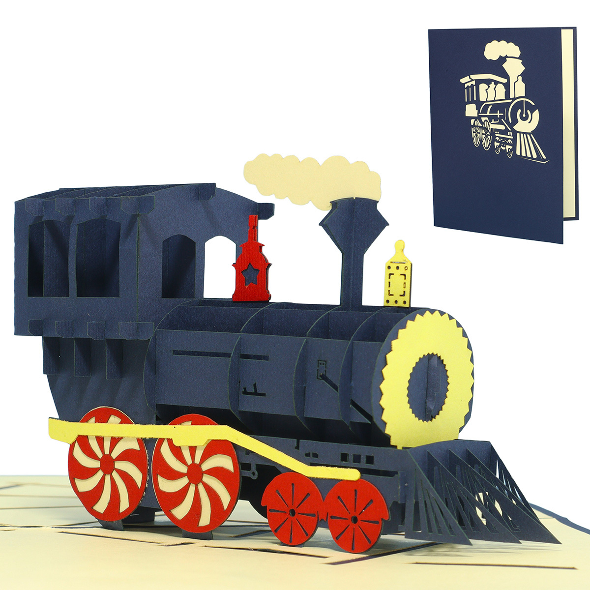 LINPOPUP Pop Up 3D Card, Birthday Card, Greeting Card, Gift Certificate, Locomotive, LINPopUp®, N228