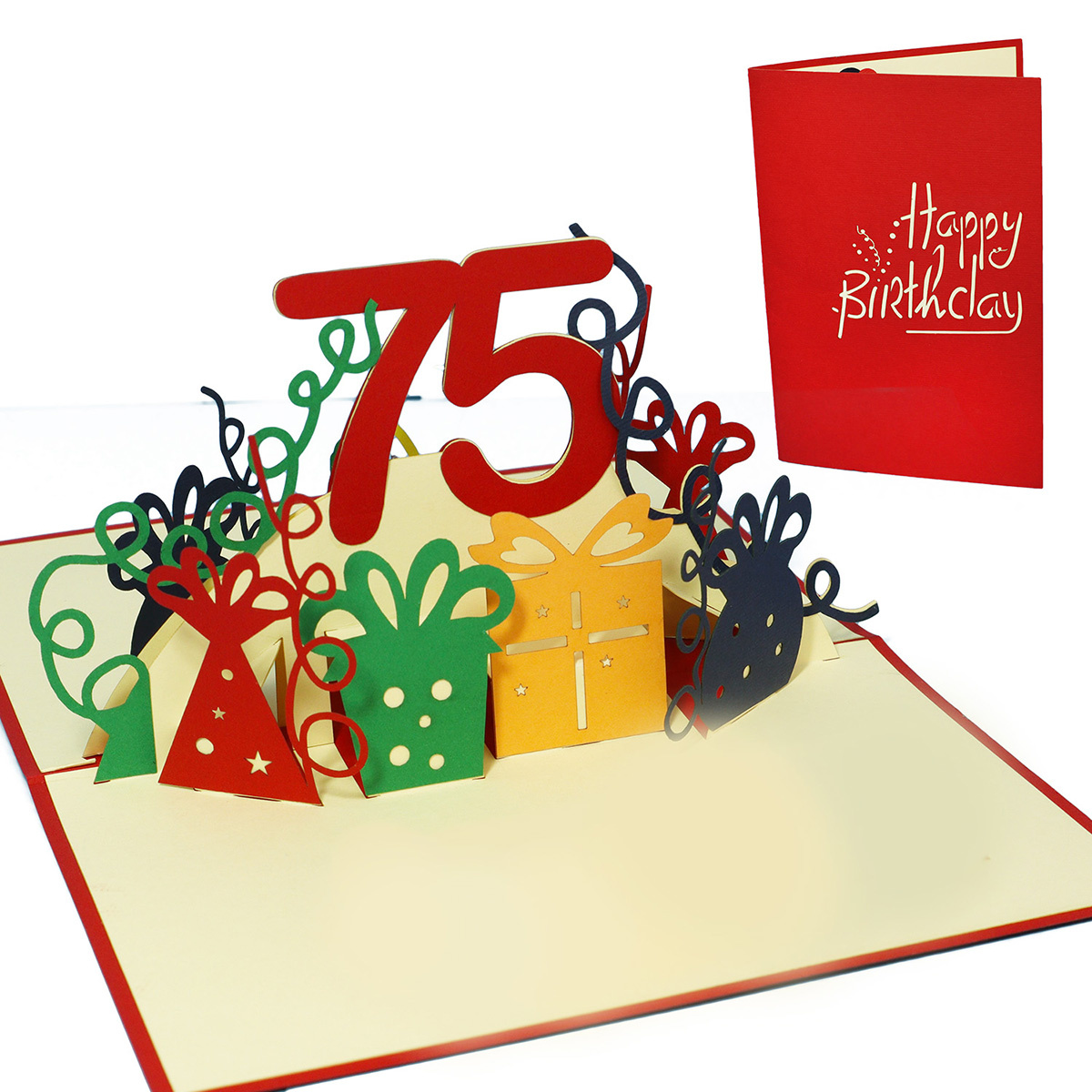 LINPOPUP LIN17347, LINPopUp®, Pop Up 3D Card, Birthday Card, Greeting Card, Gift Certificate, 75th Birthday, N231