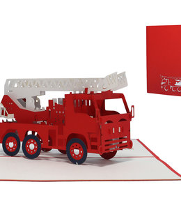 LINPOPUP Pop Up Card, 3D Card, Children's Birthday, Fire Engine, N216