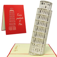 LINPOPUP Pop Up Card, 3D Card, Leaning Tower of Pisa, N201