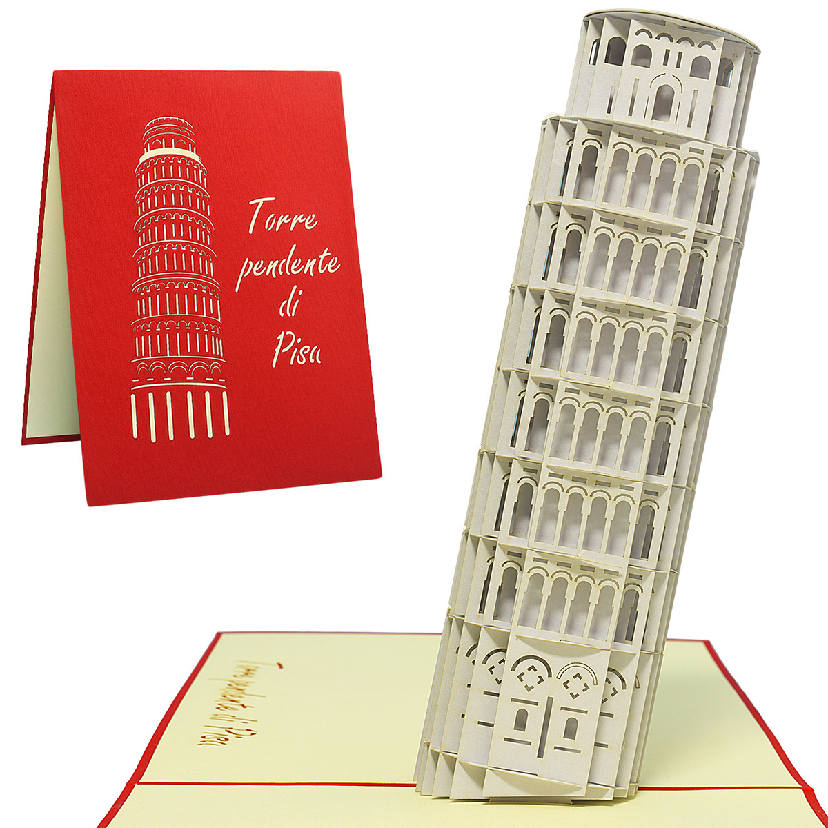 LINPOPUP Pop Up 3D Karte, Glückwunschkarte, Reisegutschein, Schiefer Turm von Pisa, LINPopUp®, N201