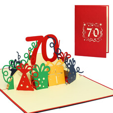 LINPOPUP Pop Up Card, 3D Card, 70th Birthday, Anniversary Number, red, N24