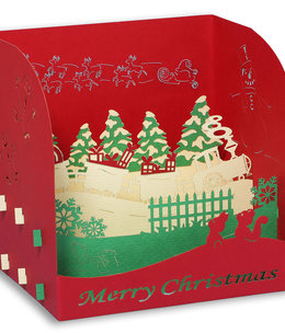 LINPOPUP Pop Up Card, 3D Card, Christmas Card, Christmas Box, Christmas Train, N432